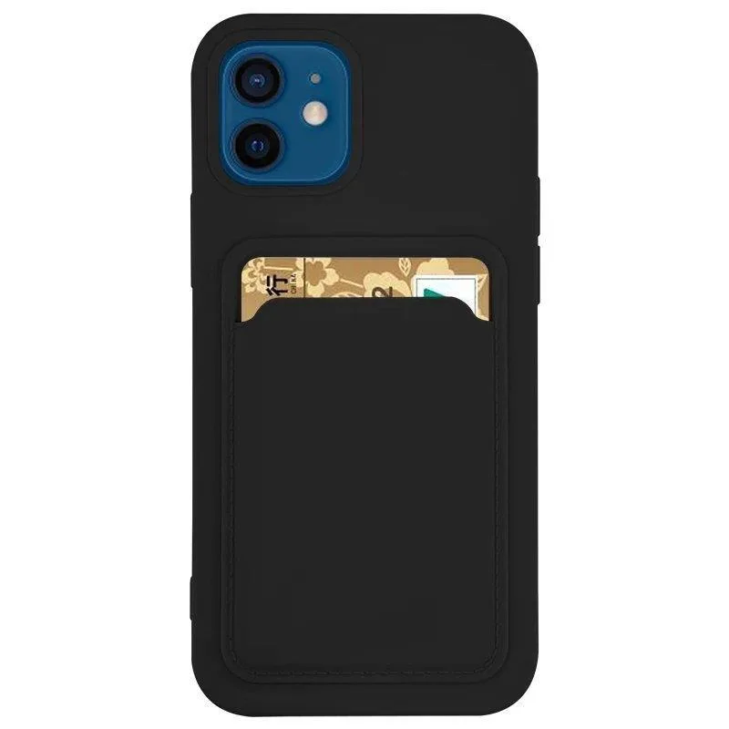 Puzdro na karty Silikónové puzdro na peňaženku so slotom na karty na dokumenty pre Samsung Galaxy A73 Black