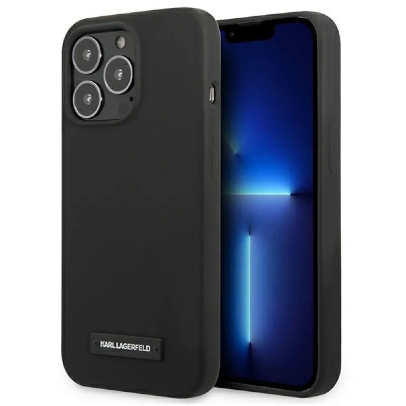Karl Lagerfeld silikónové plakové puzdro pre iPhone 13 Pro / iPhone 13 - čierne