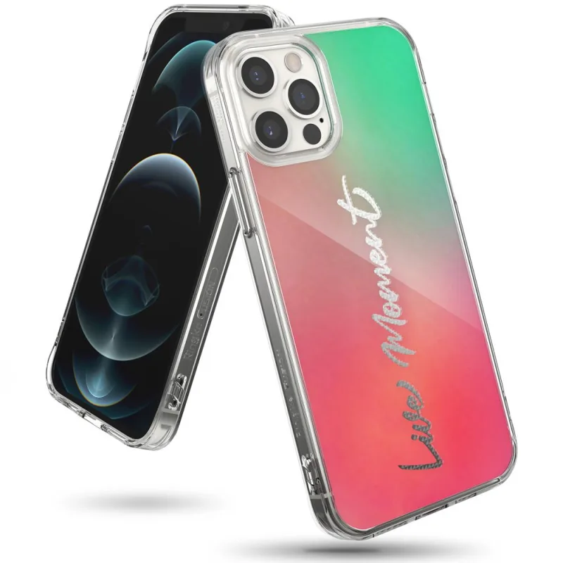 PC puzdro Ringke Fusion Design s TPU nárazníkom pre iPhone 12 Pro Max ružovo-zelené (GNAP0028)