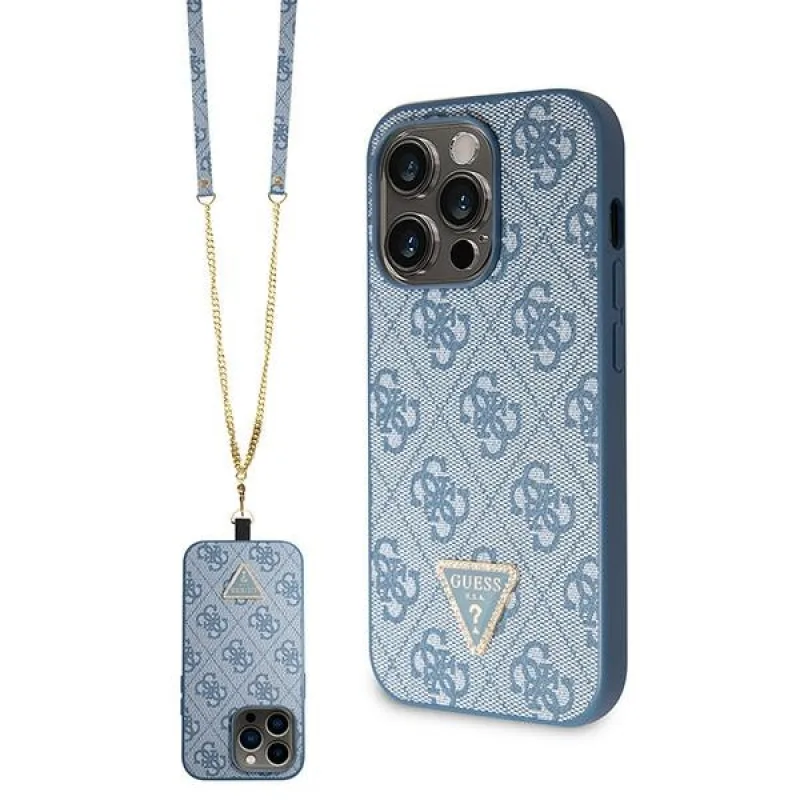 Guess GUHCP15LP4TDSCPB iPhone 15 Pro 6,1" modro/modré pevné puzdro Crossbody 4G kovové logo