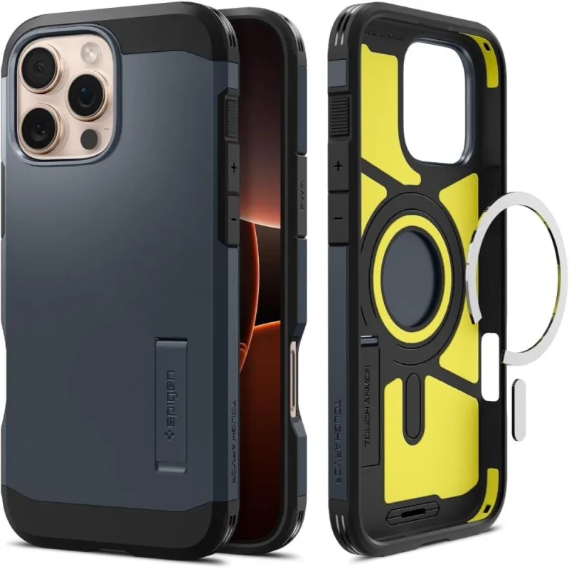 Puzdro Spigen Tough Armor MagSafe so stojanom pre iPhone 16 Pro Max – tmavosivé