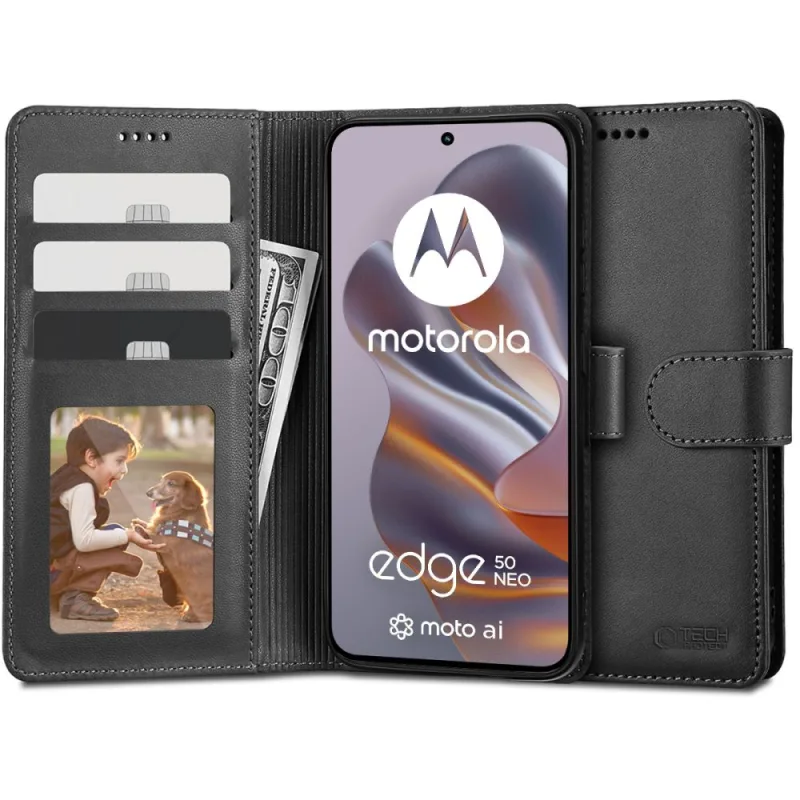 Peňaženkové puzdro Tech-Protect pre Motorola EDGE 50 NEO - čierne