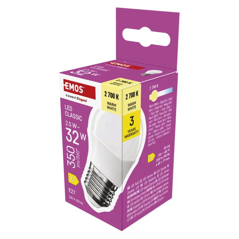 EMOS LED CLS MINI GLOBE 2, 5 W (32 W) 350lm E27 WW 1525733272