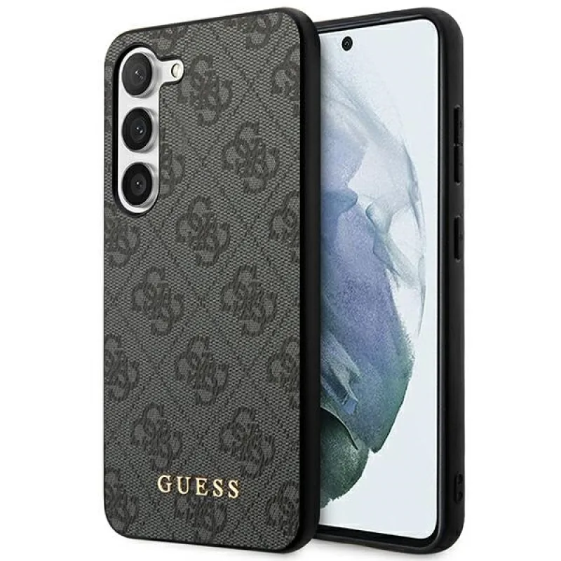 Pevné puzdro Guess GUHCS23SG4GFGR S23 S911 sivo/sivé 4G kovové zlaté logo