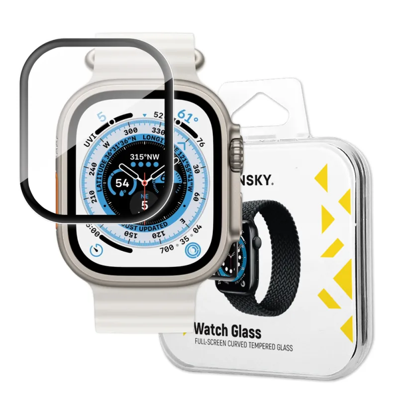 Wozinsky celoplošné akrylové sklo pre Apple Watch 49 mm 9H na celú obrazovku s čiernym rámom