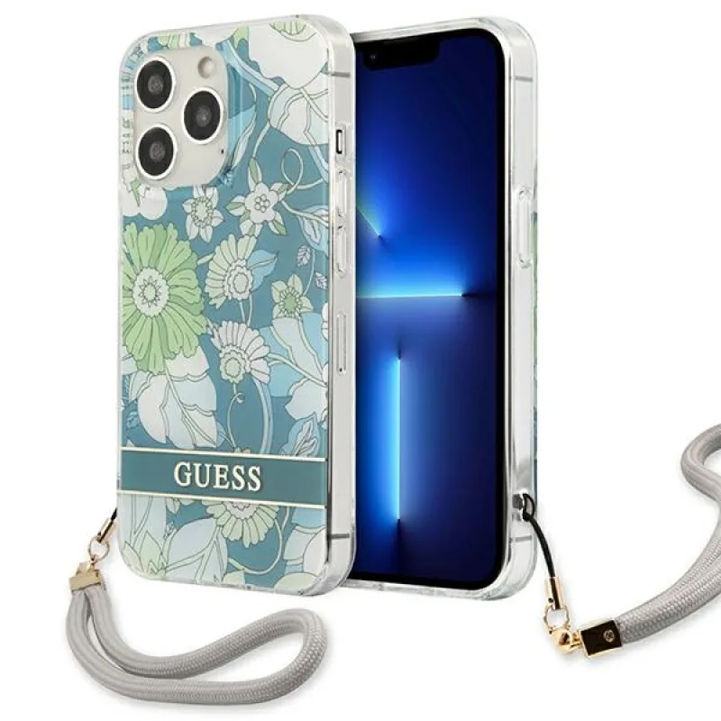 Guess GUHCP13LHFLSN iPhone 13 Pro / 13 6,1" zelené/zelené pevné puzdro Flower Strap