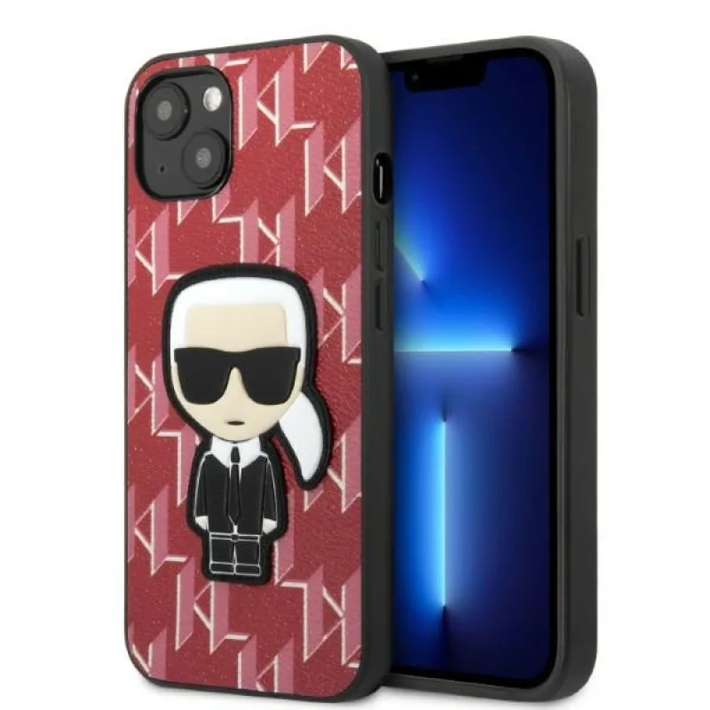 Karl Lagerfeld KLHCP13SPMNIKPI iPhone 13 mini 5,4" pevné puzdro červeno/červené Monogram Ikonik Patch