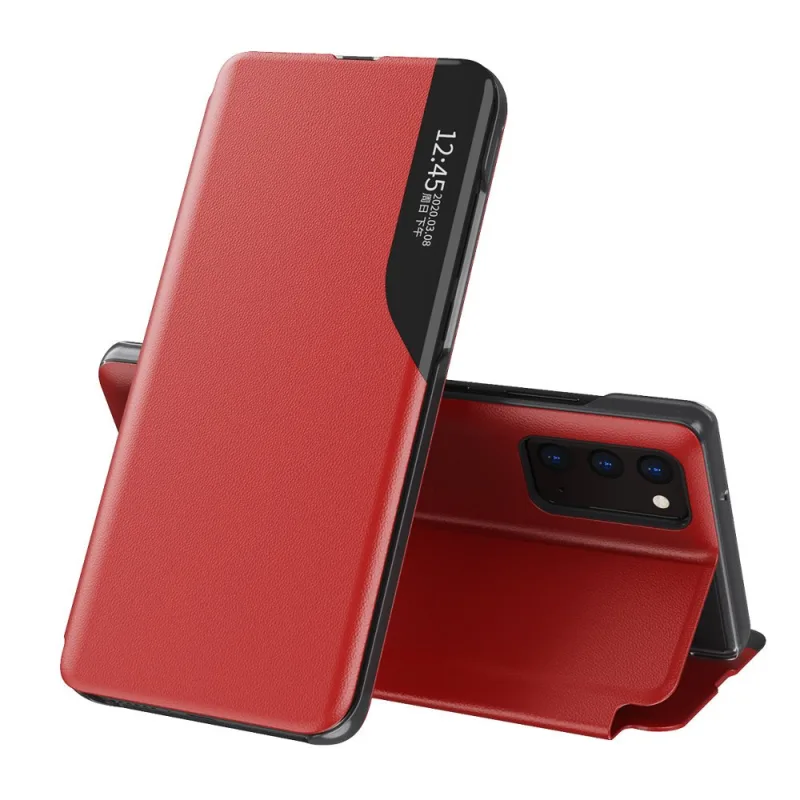 Eco Leather View Case elegantné puzdro typu knižnica so stojanom pre Samsung Galaxy A72 4G červené