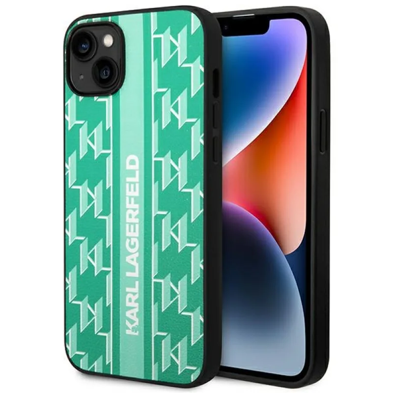 Karl Lagerfeld KLHCP14MPGKLSKN iPhone 14 Plus 6,7 "pevné puzdro zelený / zelený pruh s monogramom