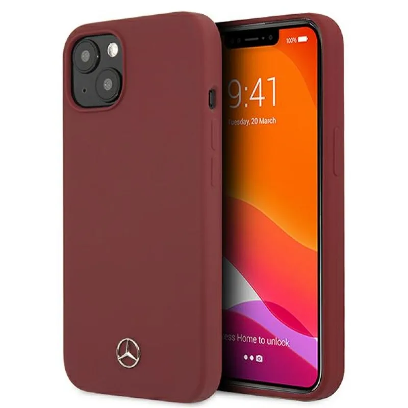 Puzdro Mercedes Silicone Line iPhone 13 – červené