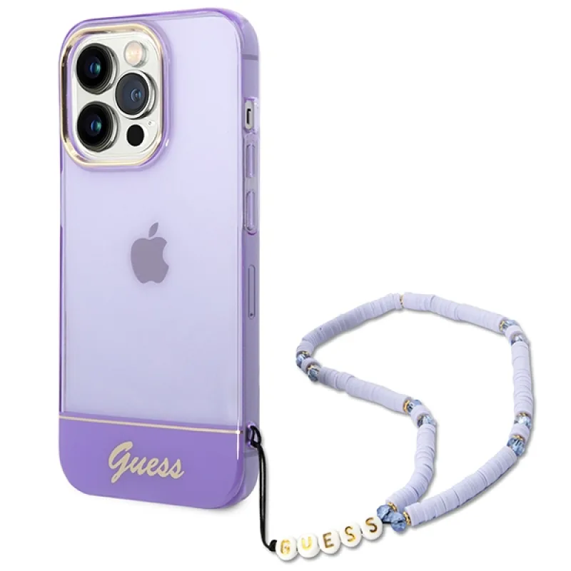 Guess GUHCP14LHGCOHU iPhone 14 Pro 6,1" fialové/fialové pevné puzdro Translucent Pearl Strap