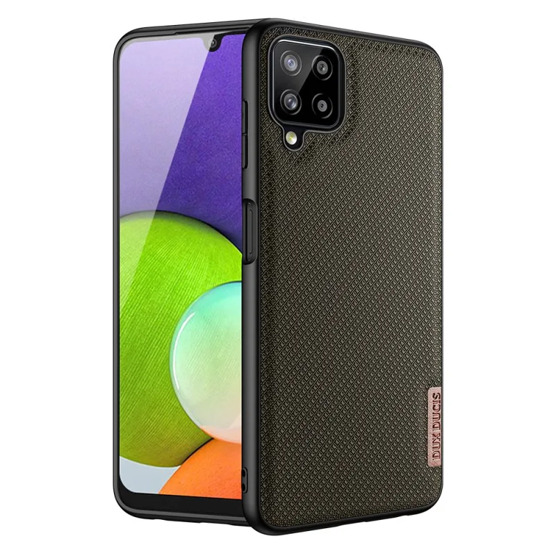 Puzdro Dux Ducis Fino pokryté nylonovým materiálom pre Samsung Galaxy A22 4G zelené
