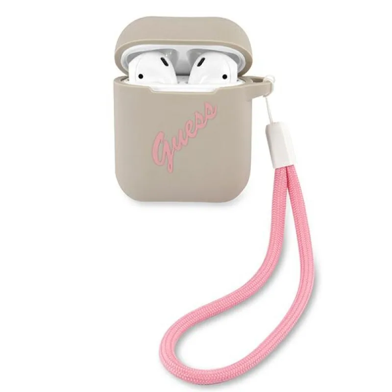 Guess GUACA2LSVSGP kryt AirPods sivý ružový/šedoružový Silicone Vintage