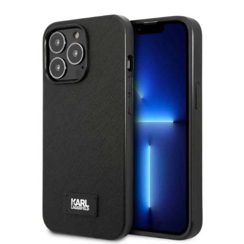 Karl Lagerfeld KLHCP13LSFMP2K iPhone 13 Pro / 13 6,1" pevné puzdro čierno/čierna plaketa Saffiano