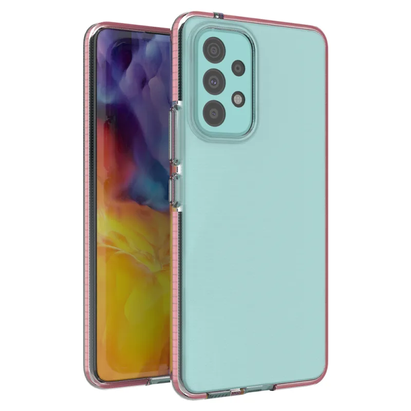 Spring Case kryt gélový TPU kryt s farebným rámom pre Samsung Galaxy A73 svetlo ružový