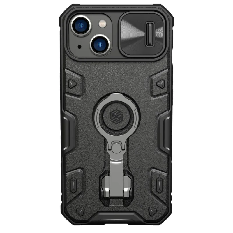Magnetické puzdro Nillkin CamShield Armor Pro iPhone 14 Plus MagSafe pancierový krúžok stojana čierny