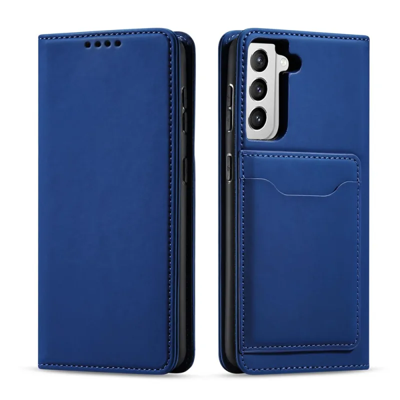 Puzdro na magnetickú kartu pre Samsung Galaxy S22 + (S22 Plus) puzdro na peňaženku modré