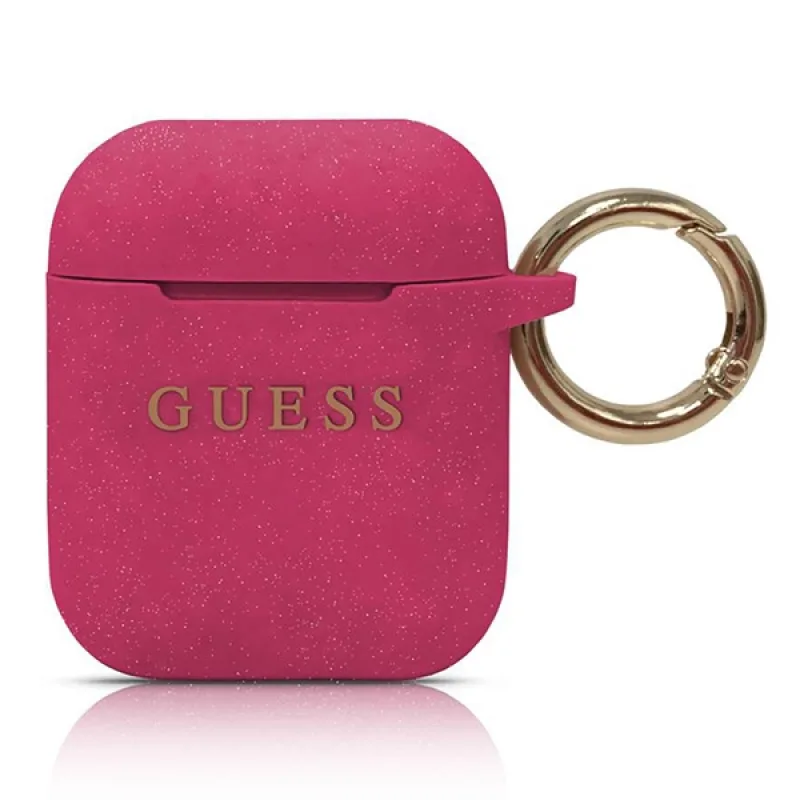 Guess GUACCSILGLFU obal na AirPods fuchsiový / fuchsiový silikónové trblietky
