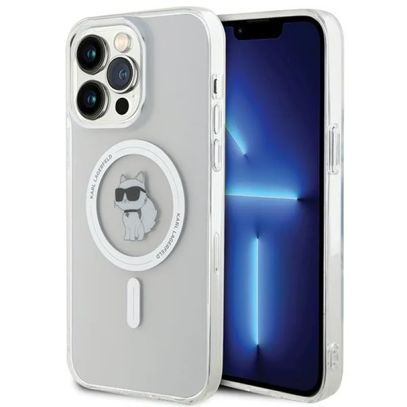 Puzdro Karl Lagerfeld IML Choupette MagSafe pre iPhone 15 Pro Max - priehľadné