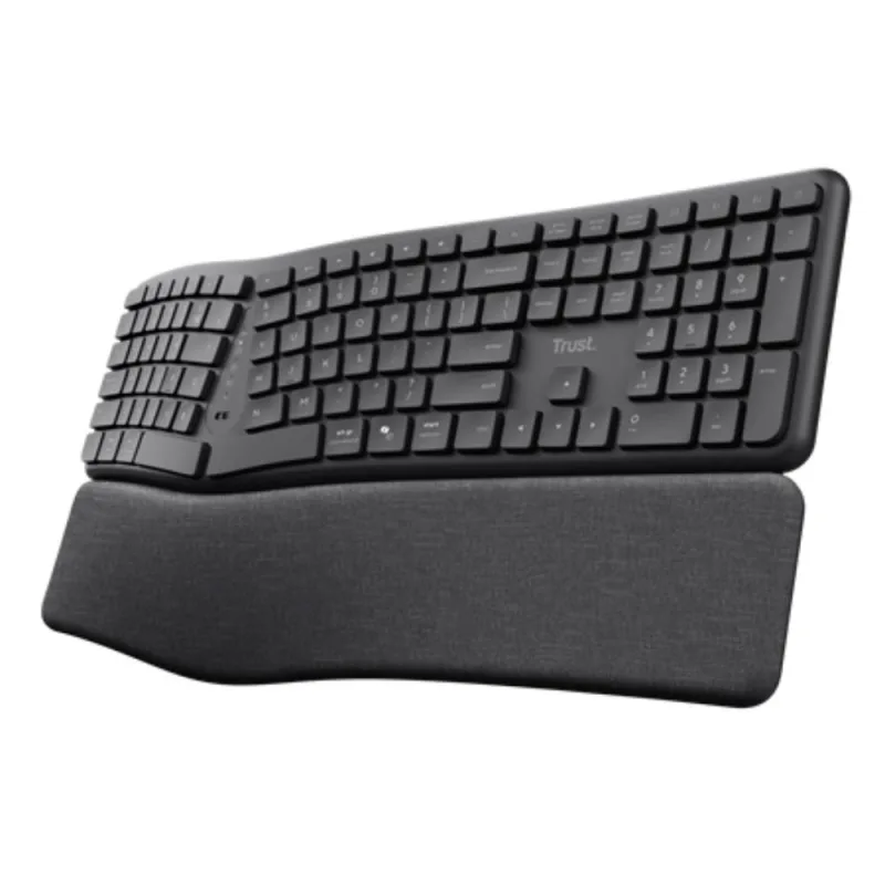 TRUST klávesnice Keyra, Ergonomická, Bezdrátová, US, černá 25459