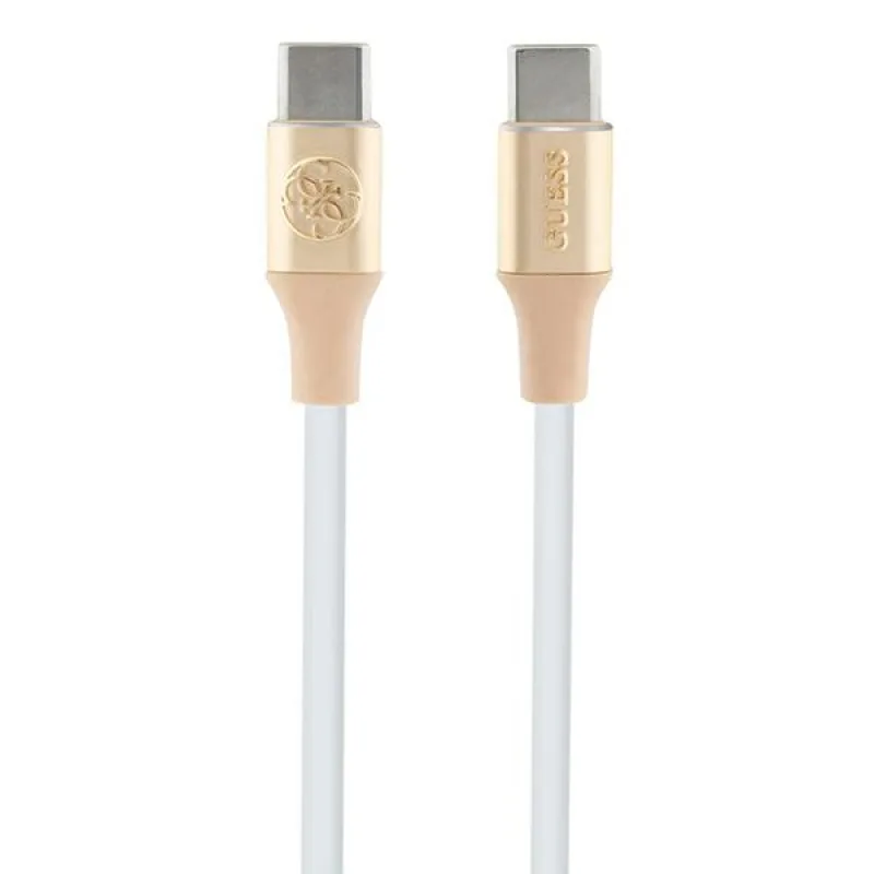Kábel USB-C / USB-C s logom Guess Ebossed 1,5 m rýchle nabíjanie – zlatý