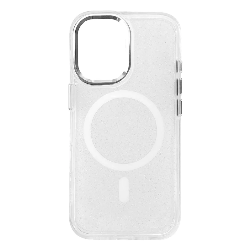 Glitter Case MagSafe pre iPhone 16 - biely s trblietkami