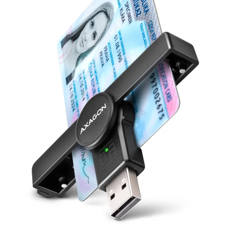 AXAGON CRE-SMPA, USB-A PocketReader čítačka kontaktných kariet Smart card…