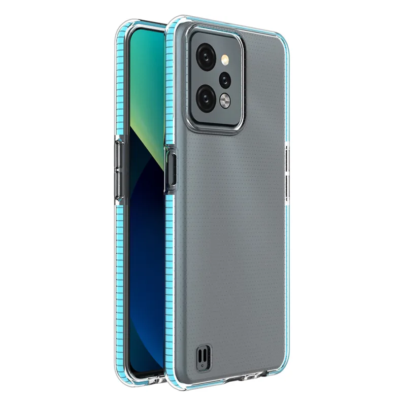 Pružinové puzdro na silikónový kryt Realme C31 s rámom svetlomodrý