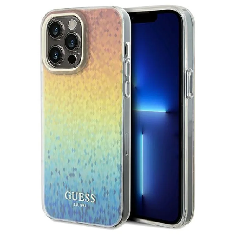 Guess IML Faceted Mirror Disco Iridescent puzdro pre iPhone 13 Pro Max - viacfarebné