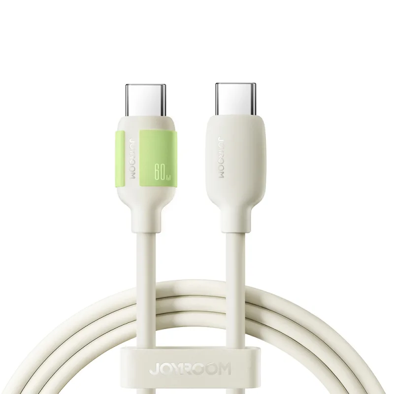 Joyroom S-A53 60W kábel USB-C - USB-C s fluorescenčným hrotom 1,2 m - béžový