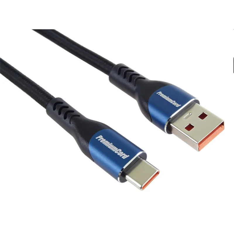 PremiumCord Kábel USB-C/M - USB 2.0 A/M, rýchle nabíjanie prúdom 5A, 1m…