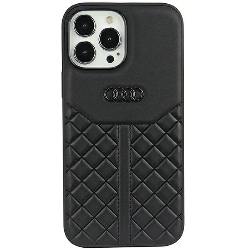 Audi Originálne kožené puzdro na iPhone 13 Pro Max 6,7" čierno/čierne pevné puzdro AU-TPUPPCIP13PM-Q8/D1-BK