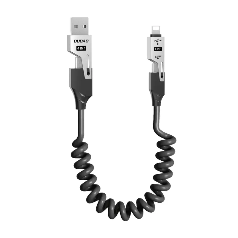 Kábel Dudao L20 Pro 4 v 1 USB-A / USB-C - Lightning / USB-C - čierny