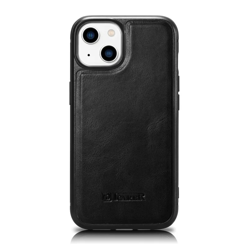 Puzdro iCarer Leather Oil Wax pokryté prírodnou kožou pre iPhone 14 Plus čierne (WMI14220719-BK)