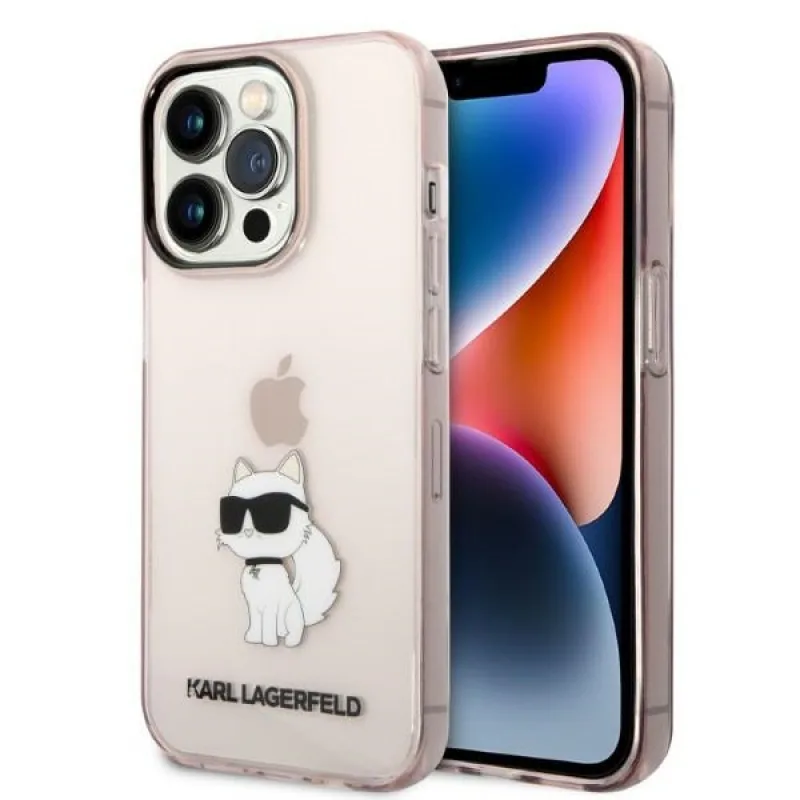 Karl Lagerfeld KLHCP14LHNCHTCP iPhone 14 Pro 6,1" ružovo-ružový pevný obal Ikonik Choupette