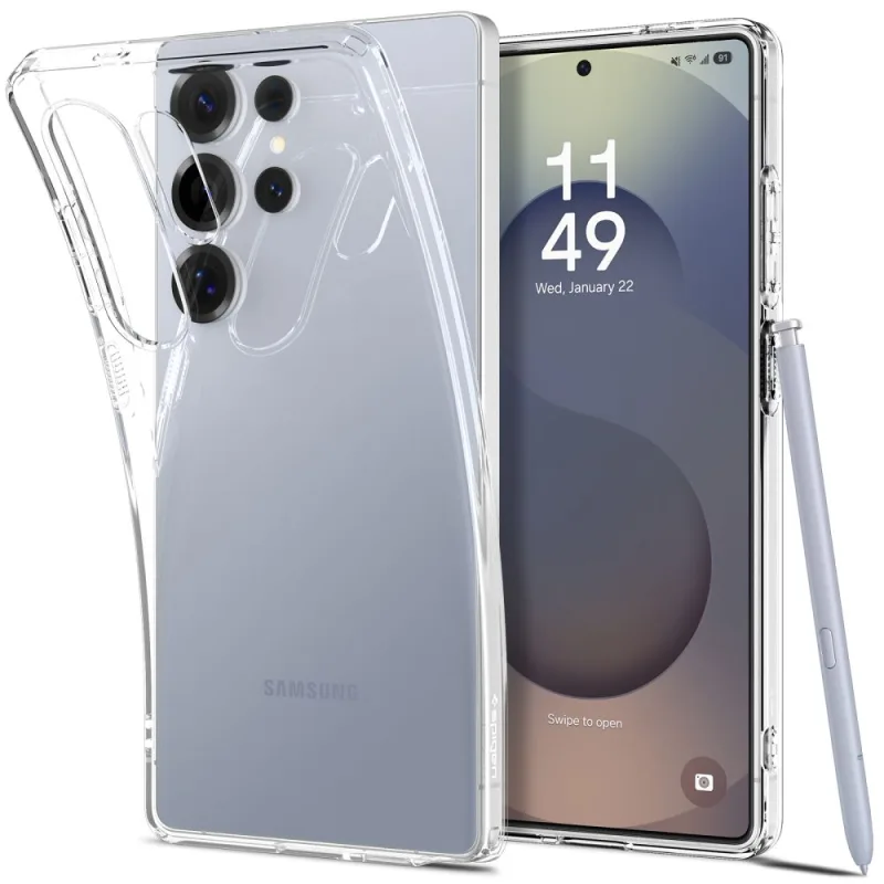 Puzdro Spigen z tekutých kryštálov pre Samsung Galaxy S25 Ultra – priehľadné