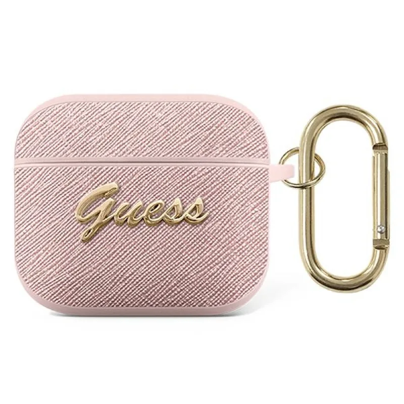 Guess GUA3SASMP kryt AirPods 3 ružový/ružový Saffiano Script Metal Collection