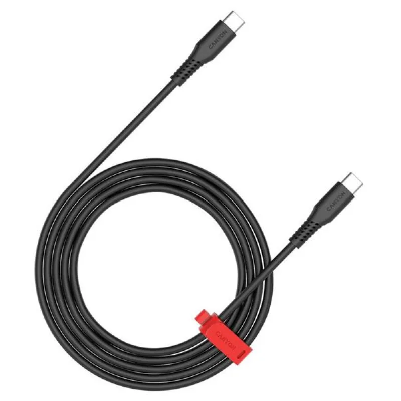 Canyon CC60SC20, 2 m kábel, USB-C / USB-C, PD 60 W, 480 Mbps, čierny CNS…