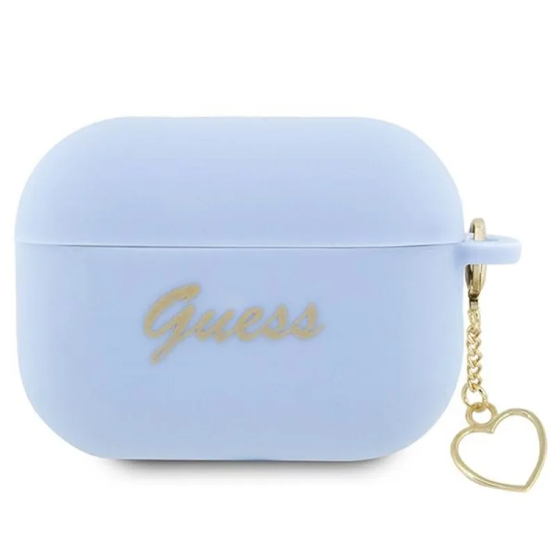 Guess GUAP2LSCHSB kryt AirPods Pro 2 modrý/modrý Silicone Charm Heart Collection