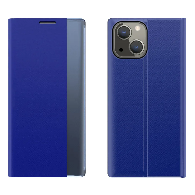 Sleep Case Puzdro typu Bookcase s inteligentným okienkom pre iPhone 13 mini modré