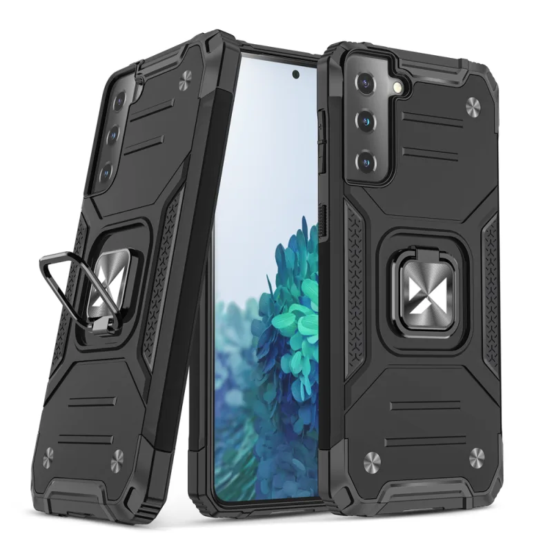 Pevný hybridný kryt Wozinsky Ring Armor + magnetický držiak pre Samsung Galaxy S22 + (S22 Plus) čierny