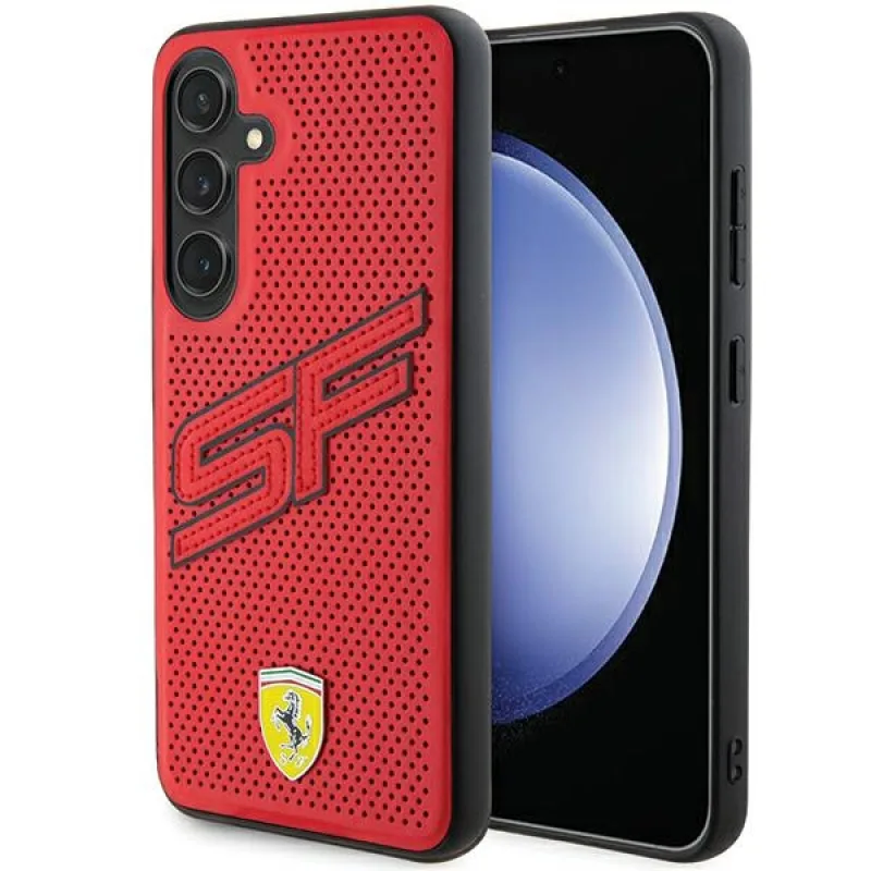 Ferrari Big SF Perforované puzdro pre Samsung Galaxy S24 - červené