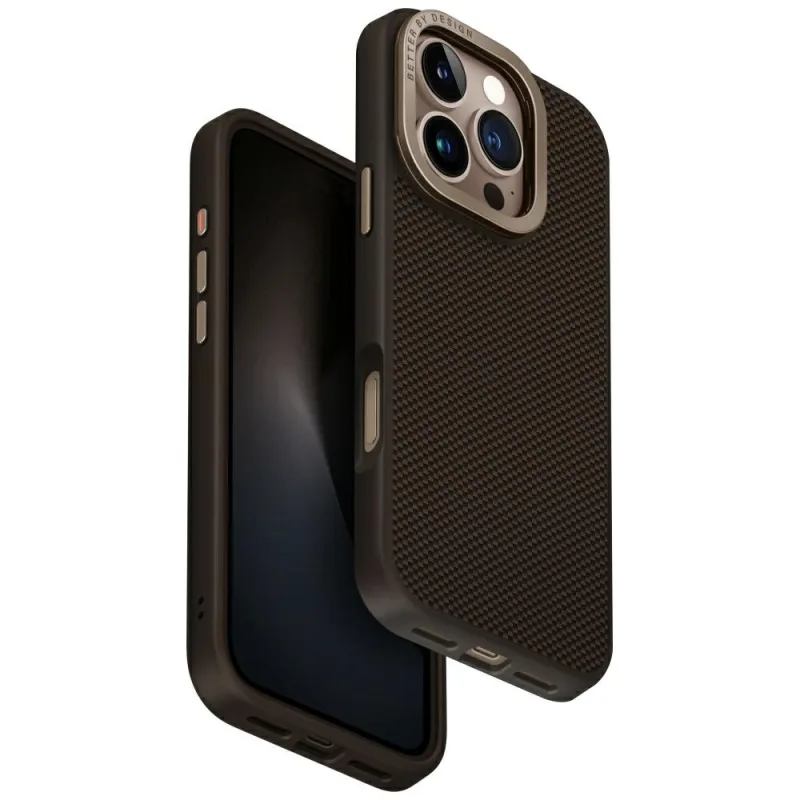 Puzdro Uniq Keva Max Magclick nabíjací stojan na fotoaparát pre iPhone 16 Pro – hnedé