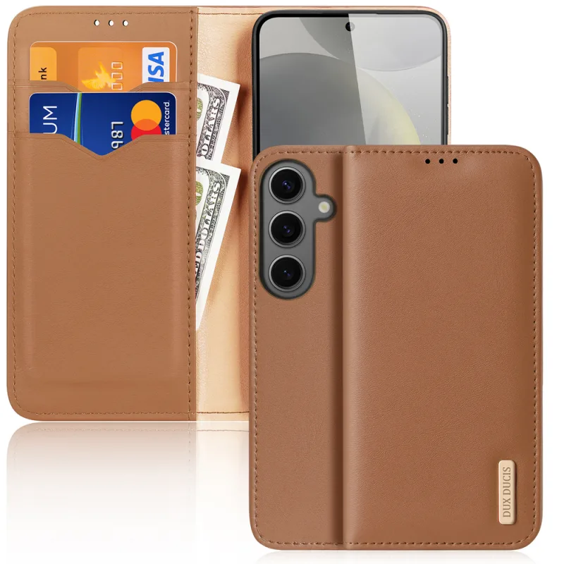 Puzdro Dux Ducis Hivo s chlopňou a RFID blokátorom pre Samsung Galaxy S24+ - hnedé
