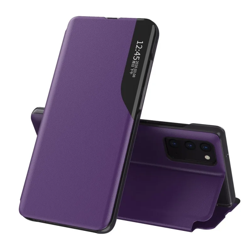 Eco Leather View Case elegantné puzdro typu knižnica so stojanom pre Samsung Galaxy A72 4G fialové
