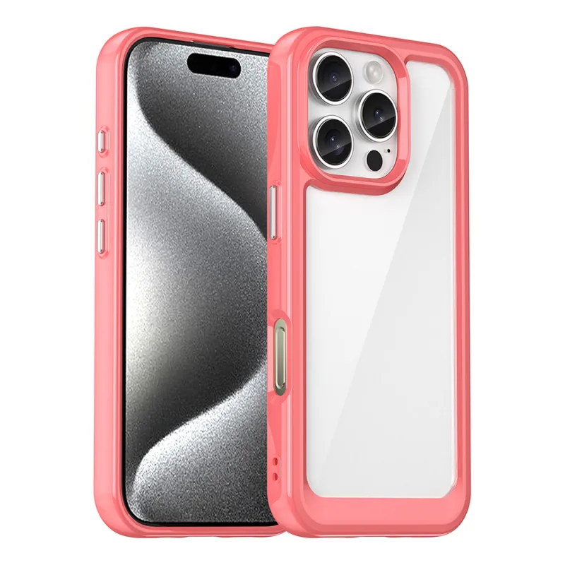 Puzdro Outer Space s gélovým rámom pre iPhone 16 Pro – červené