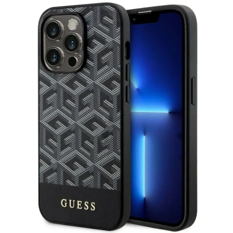 Guess GUHMP14LHGCFSEK iPhone 14 Pro 6,1" čierno-čierne pevné puzdro GCube Stripes MagSafe