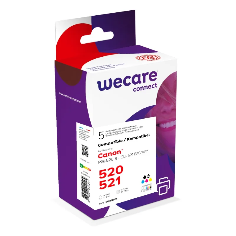 WECARE ARMOR ink sada kompatibilná s Canon PGI-520, CLI-521, PBCMY…