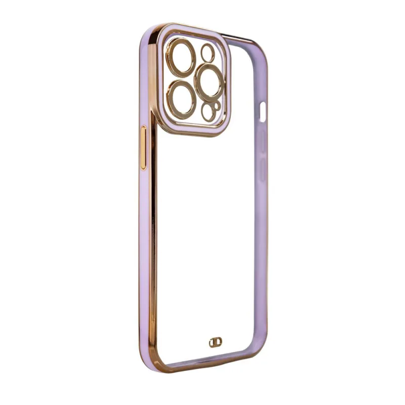 Módne puzdro na iPhone 12 Pro Gold Frame Gel Cover fialové