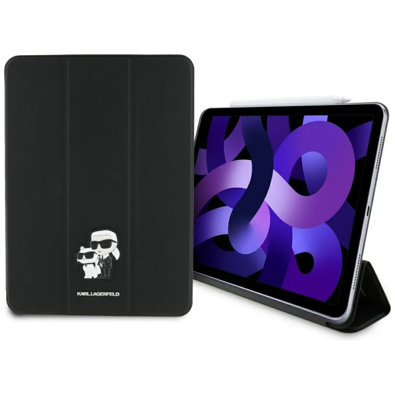 Karl Lagerfeld Saffiano Magnetické puzdro Karl & Choupette iPad Air 11" 2024 knižkové puzdro – čierne
